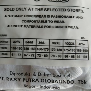  Celana  Dalam Gtman 704 B Khusus Warna Putih  Underwear 