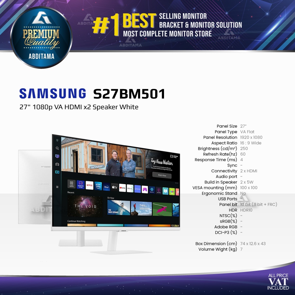 Smart Monitor LED Samsung S27BM501 27&quot; 1080p HDMI x2 Speaker White