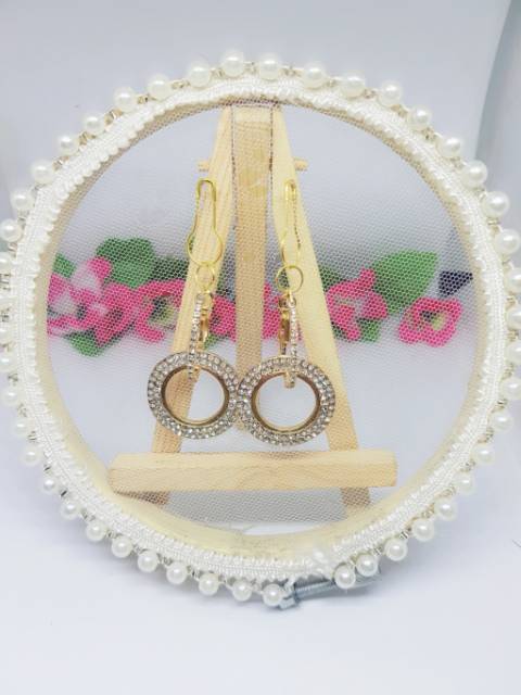 A102 Anting hijab juntai bulat full diamond_anting jilbab