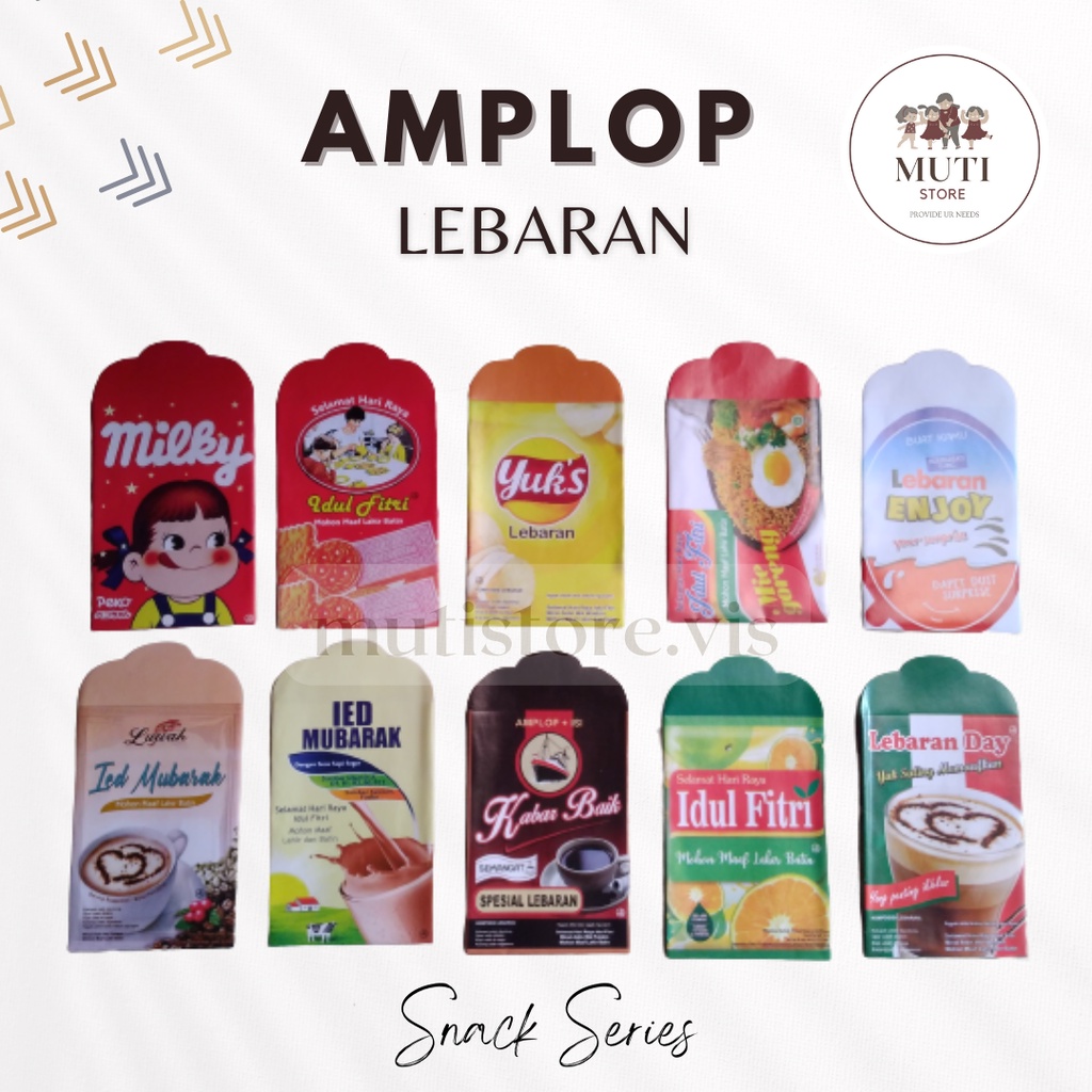 

☀️Mutistore - Amplop Lebaran Snack Series 7 ×12 | MOTIF MIX | Amplop Packaging Makanan | Kemasan Snack