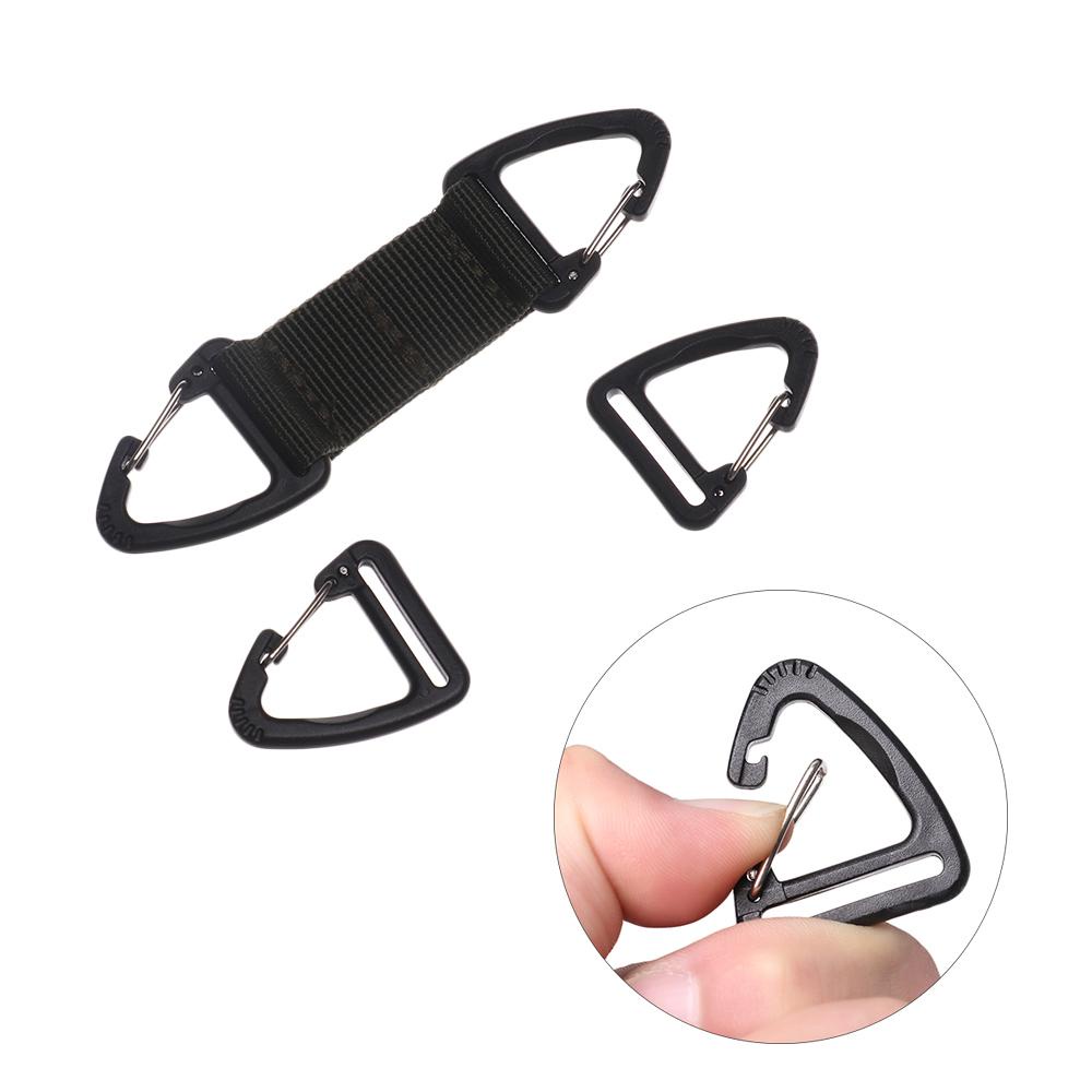 CHOOKYY 2/5pcs Triangle Carabiner Black Plastic Alloy Outdoor Tool Keychain Belt Buckles