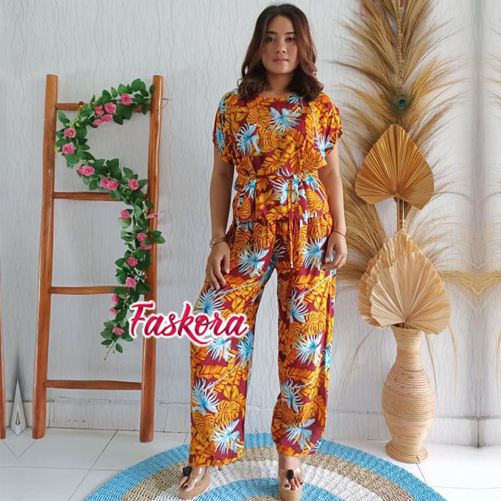 Setelan Wanita Kekinian Katun Rayon Jumbo Tropical / Pajamas Rayon Set Jumbo / Setelan Pajamas Rayon