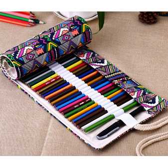 MARCO Bohemian Tas Pensil Gulung Canvas 48 Slot 20.5x60cm