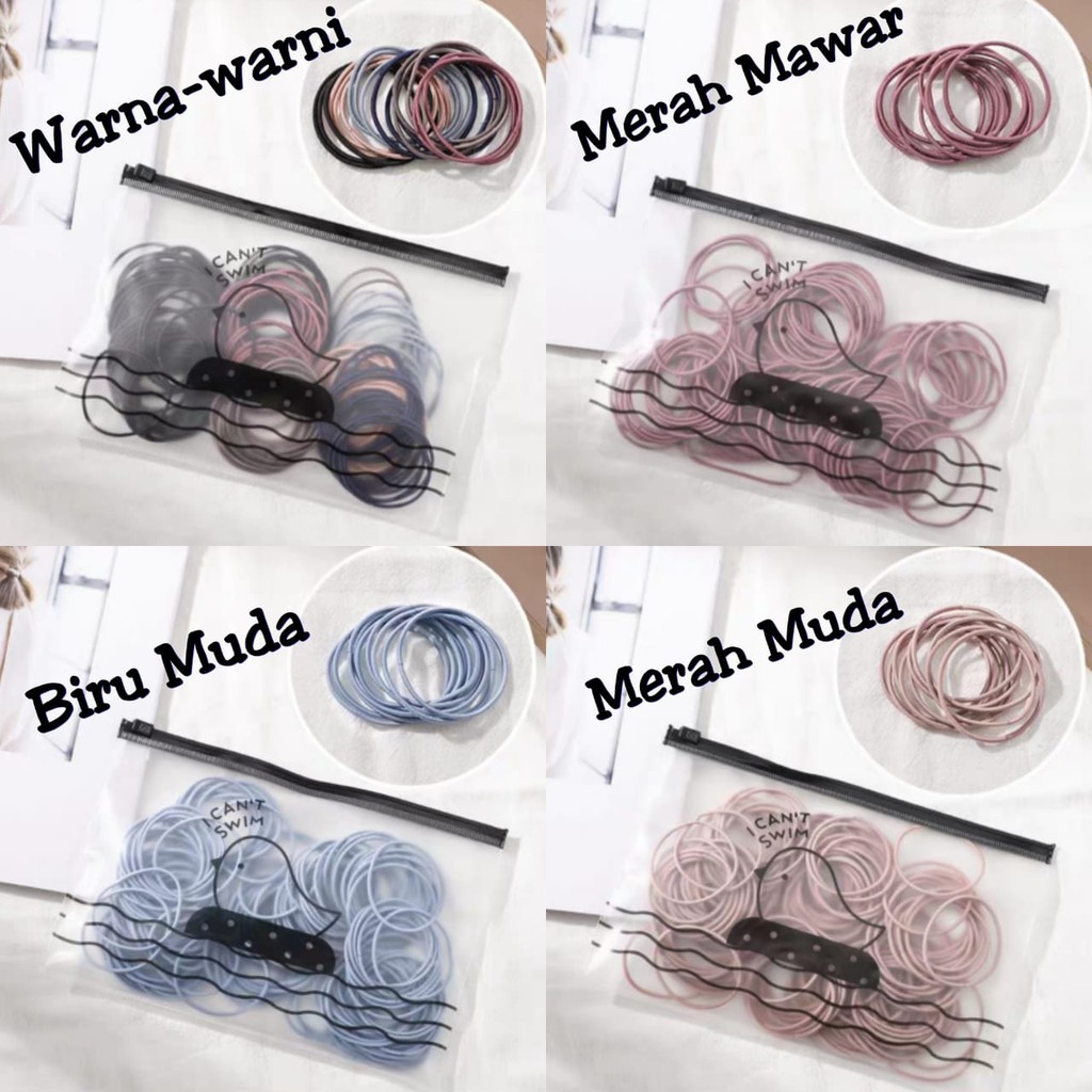 [Isi 100pcs] Ikat rambut gelang korea murah elastis (VH)