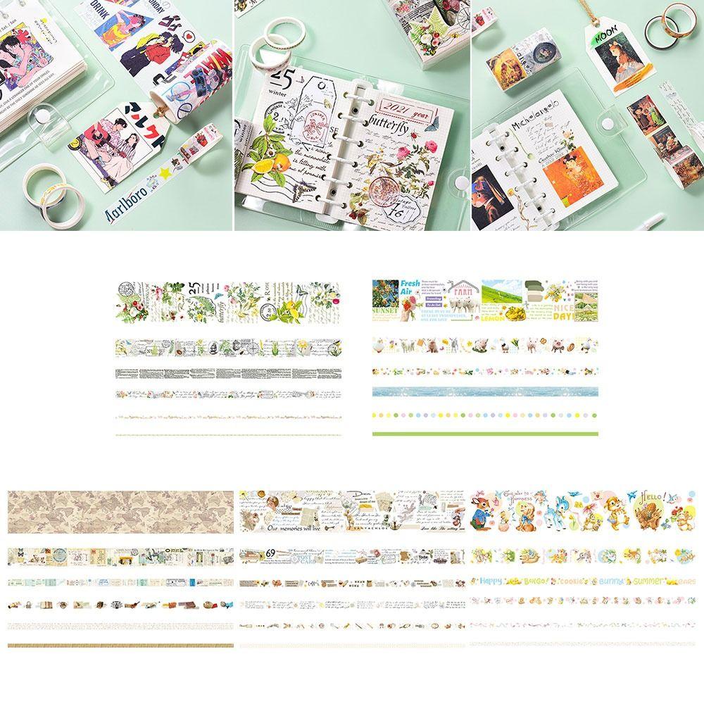 R-flower 6roll/Set Washi Tape 5model Tangan Akun Bahan Scrapbook Dekorasi DIY Stiker