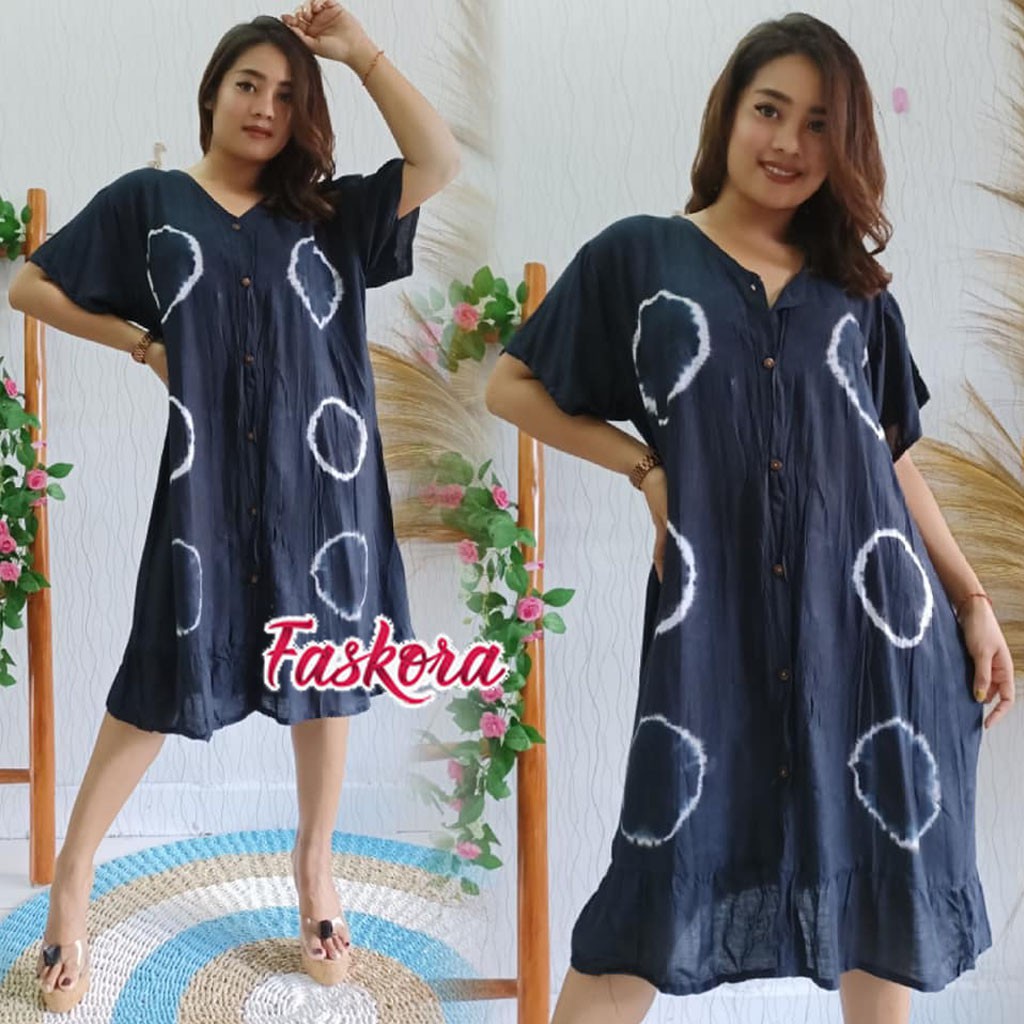 Daster Bali Jumbo Rayon Panjang Big Size Manda Sibori / Daster Jumbo Kekinian XXL LD 124cm 100kg