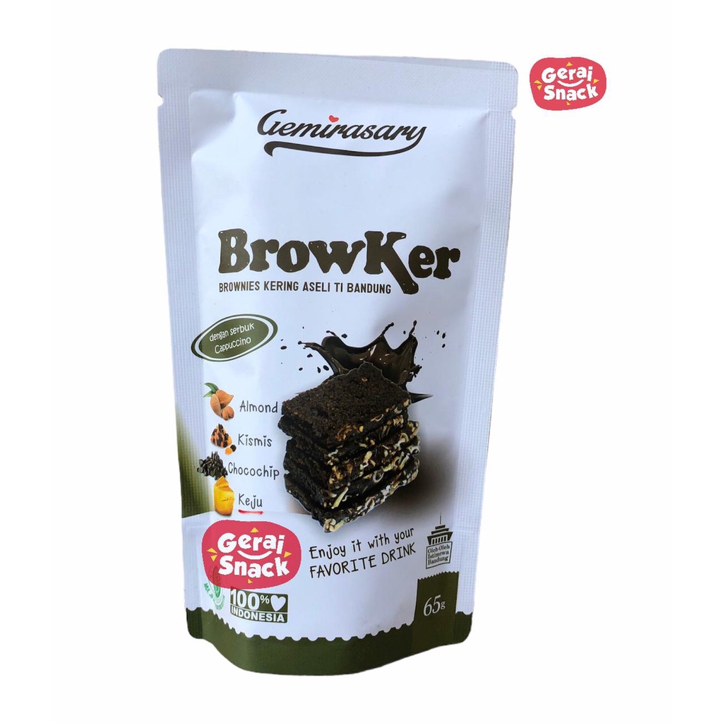 Browker Brownies Kering Extra Toping Khas Bandung  65g