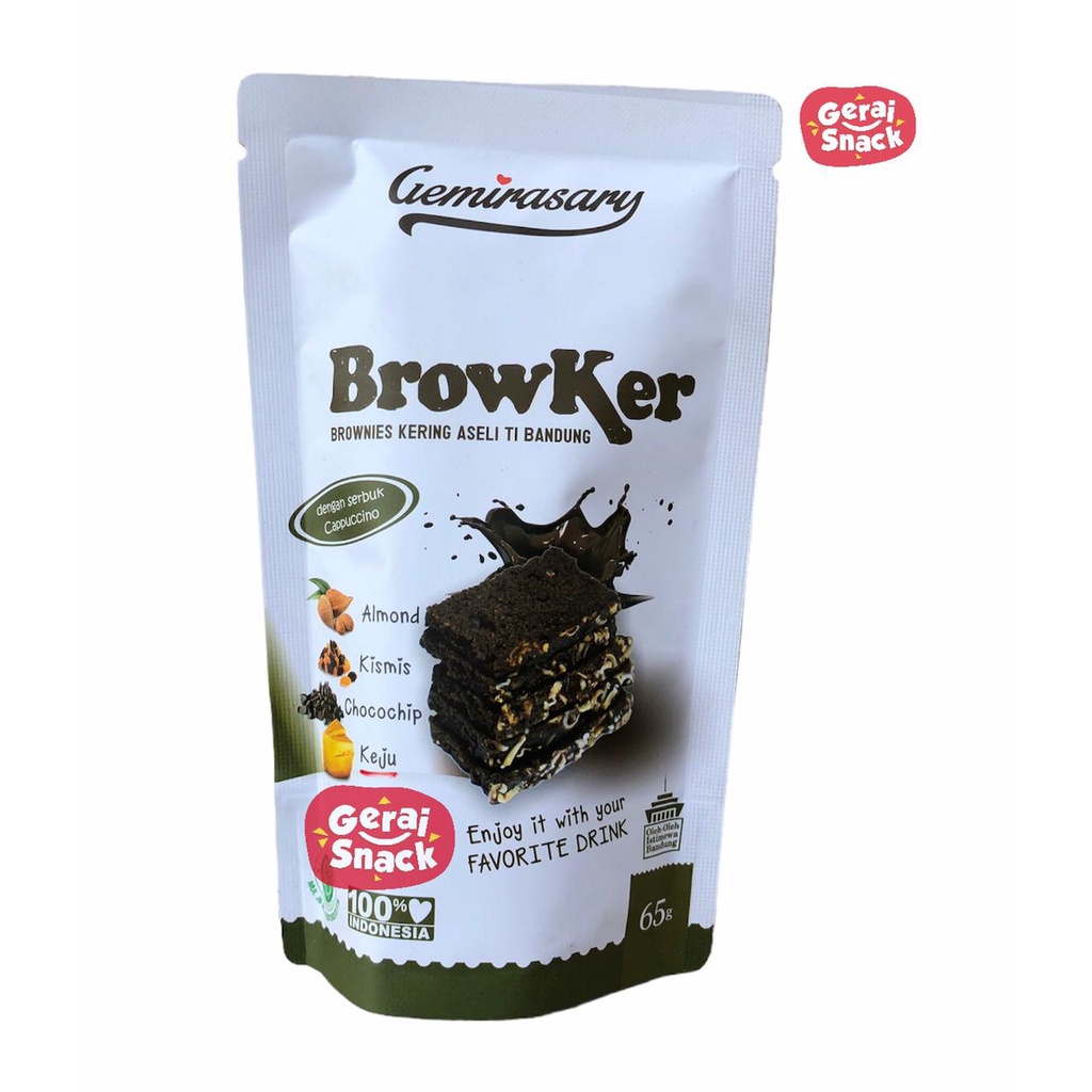 Browker Brownies Kering Extra Toping Asli Brownies Kering  (65gr)