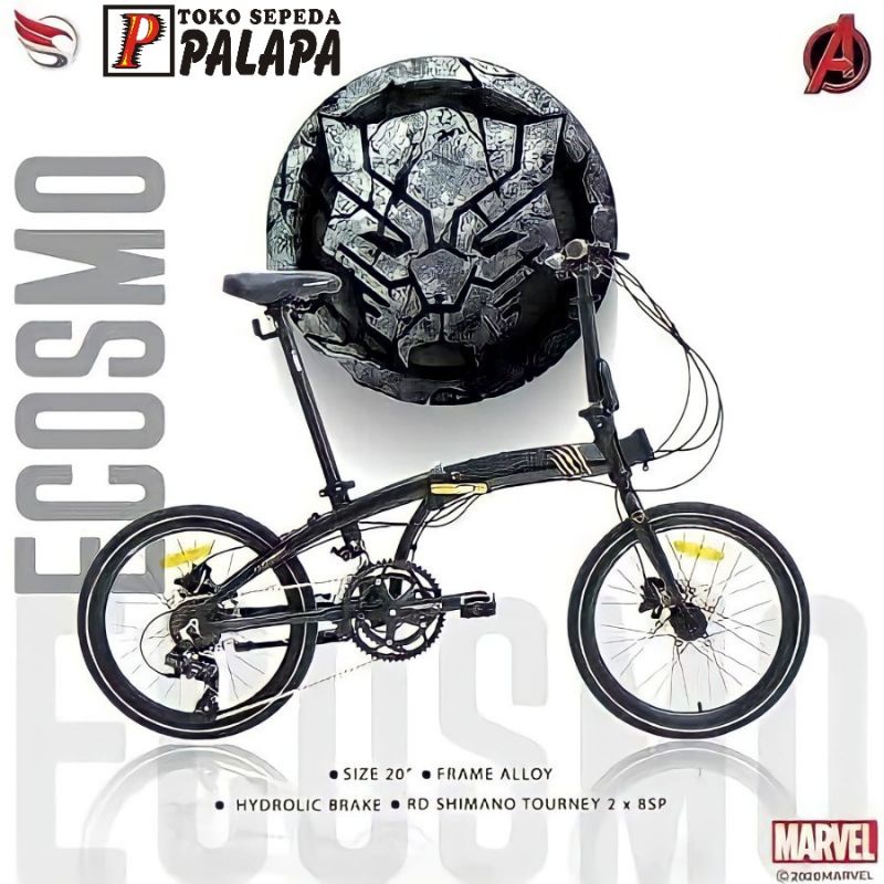 SEPEDA LIPAT 20 ELEMENT ECOSMO Z8 BLACK PANTHER LIMITED EDITION SELI FOLDING BIKE