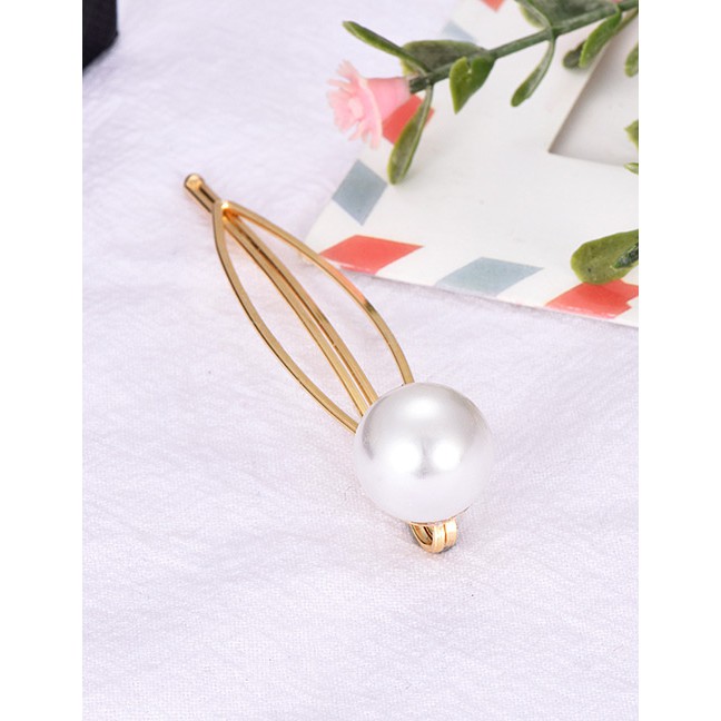 LRC Jepit Rambut Fashion Gold Alloy Pearl Hairpin F38527