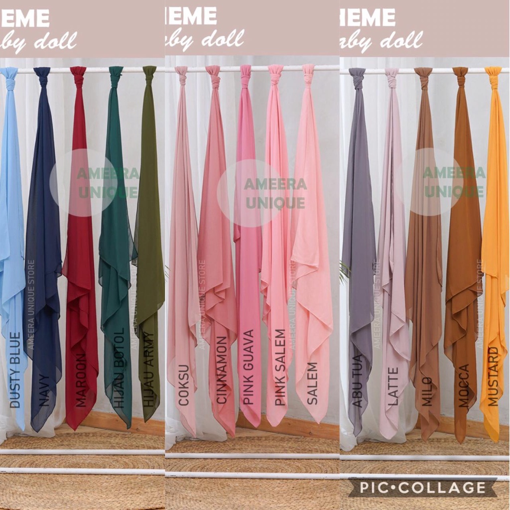 Jilbab Segi Empat Inner 2in1 Instan Ciput Ceruty Baby Doll Premium Original 2 Layer Lapis