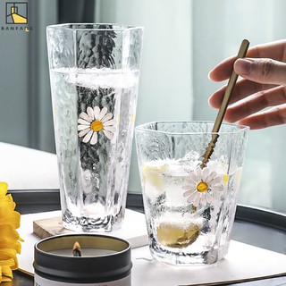 Banfang Gelas  Kecil Motif Lukisan  Tangan Bunga Daisy 
