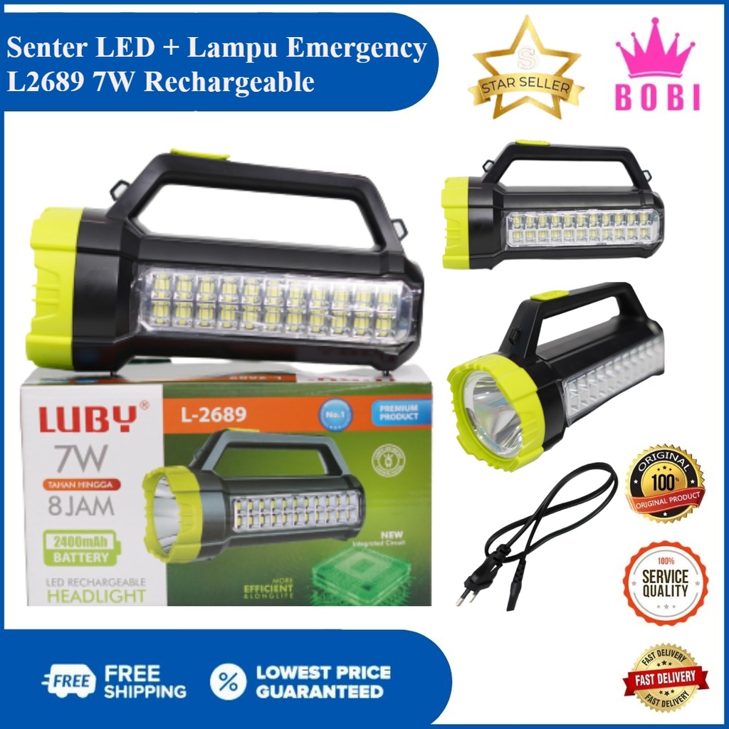 Senter LED Luby L-2689 7W / LED Rechargeable Headlight 7W / Senter LED Kepala Tahan 8 Jam