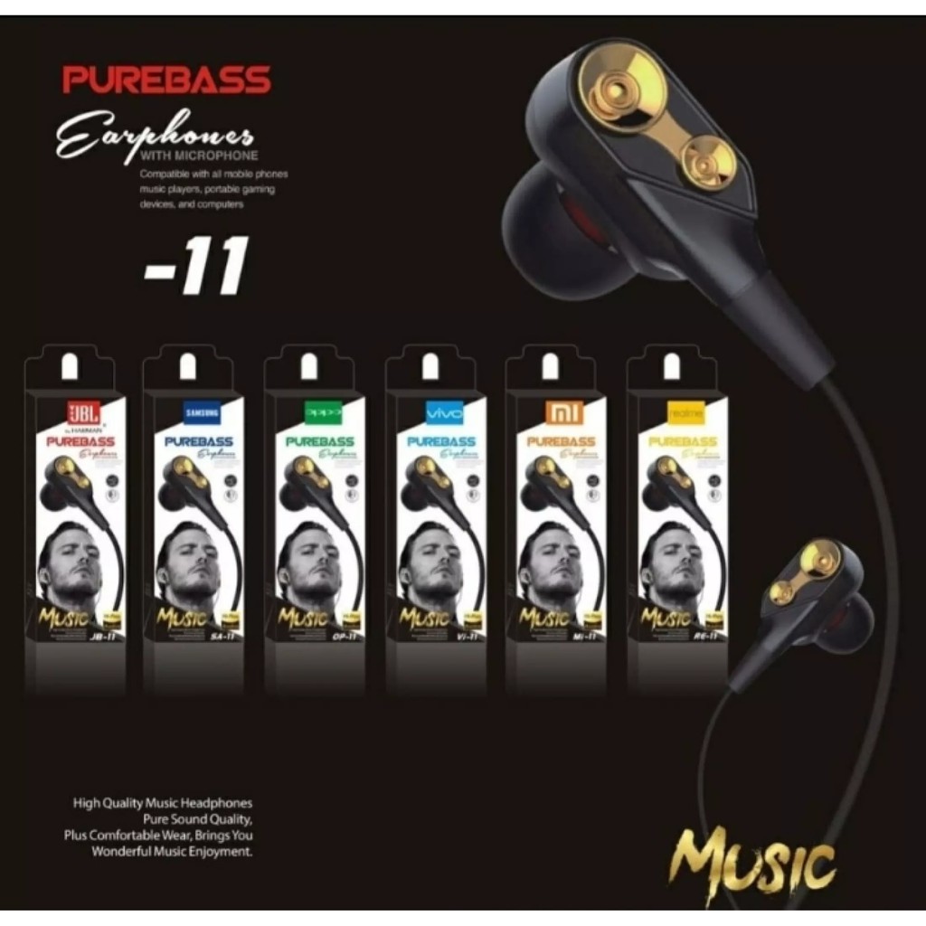 HEADSET EARPHONE HANDSFREE HF JB11 SUARA NGEBASS PATEN KUALITAS MANTAP BETUL