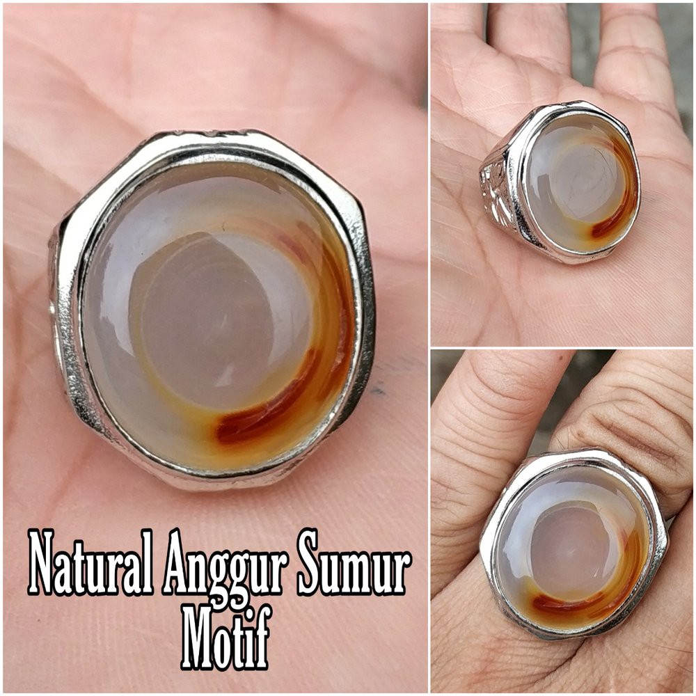 CINCIN BATU AKIK NATURAL ANGGUR MOTIF SUMUR