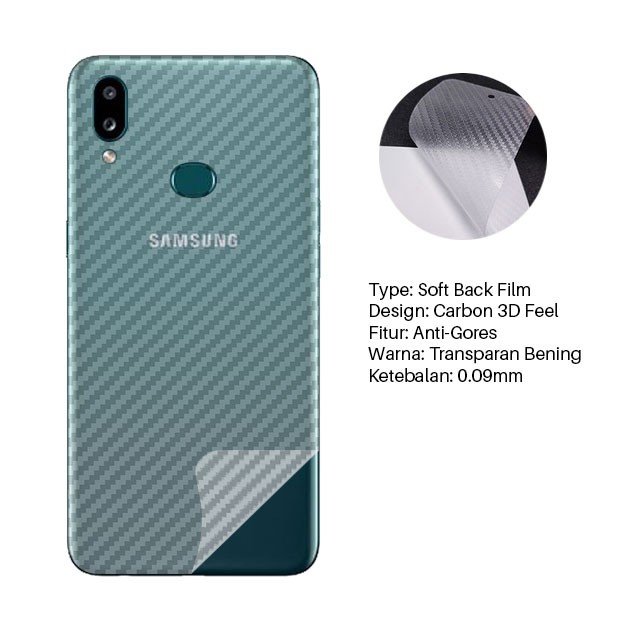 Garskin Carbon Samsung A10S Premium Back Screen Protector Pelindung Belakang HP