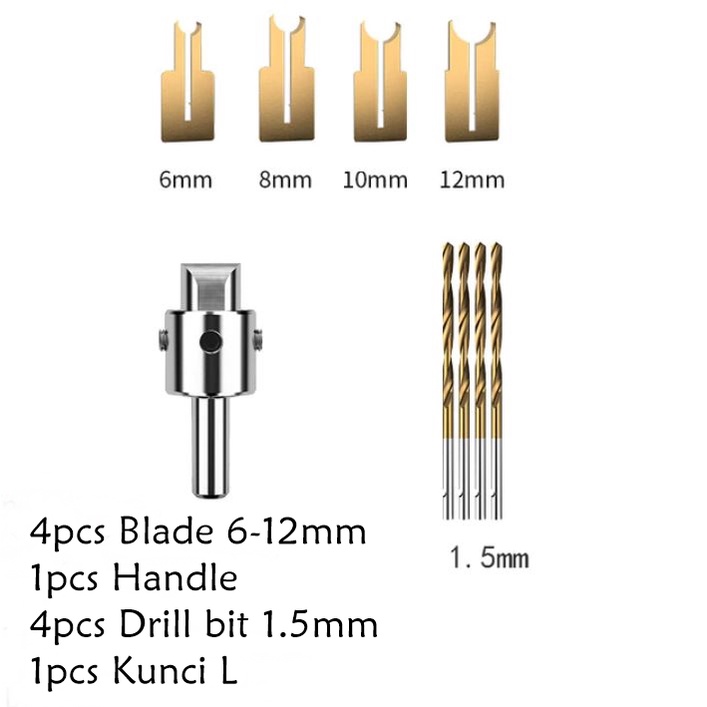 mata bor tasbih set 4 ukuran 6-12mm mata bor buat bola kayu gelang tasbih rosario buddha bead