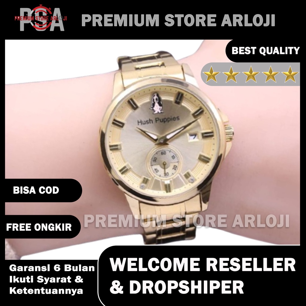 Grosiran Jam Tangan Wanita Hp 35107ET Tali Rantai Analog Tanggal Aktif Chrono Detik Free Baterai (COD)