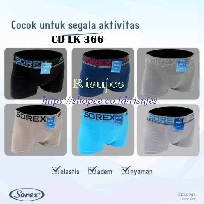 CD Cowok Dewasa Boxer &amp; Segitiga Sorex / Celana Dalam Kolor Pria Laki 363,364,365,366, M3003 &amp; M3007