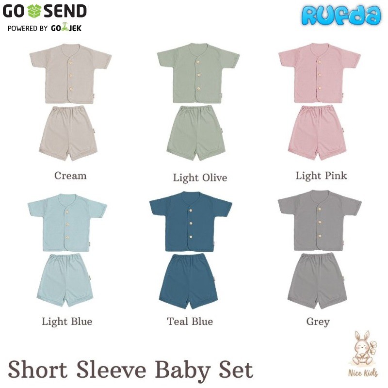 Nice Kids Short Sleeve Baby Set Piyama Pendek Celana Bayi Polos NiceKids