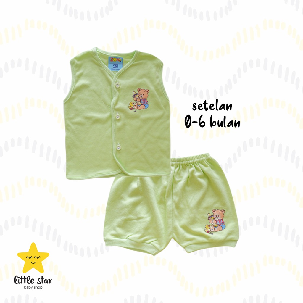 Zoko Setelan Anak Bayi Baju Kutungan | Kaos Tanpa Lengan Kancing Bayi Cewek Cowok