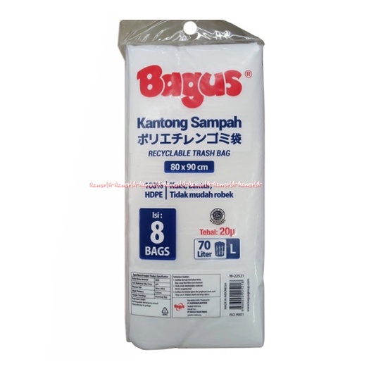 Bagus Kantong Sampah 70L Recycle Trash Bag White Kantong Plastik 8pcs Baguus Kantong Sampah Bening Transparan 80x90cm Bagus Plastic Bag White Garbage Bags Eco Green Mudah Di Daur Ulang Kantong Sampah