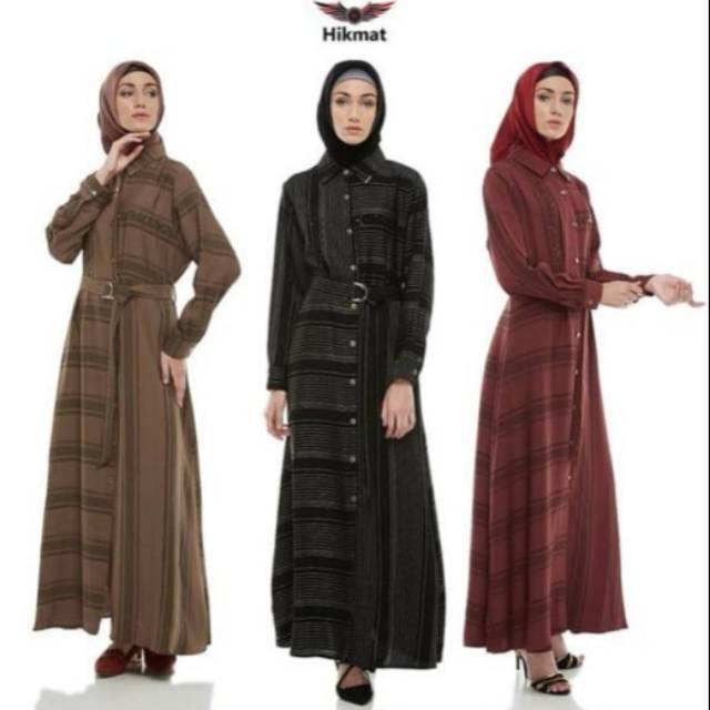 HIKMAT B4755 BROWN, MAROON, BLACK (ABAYA & SCARF)