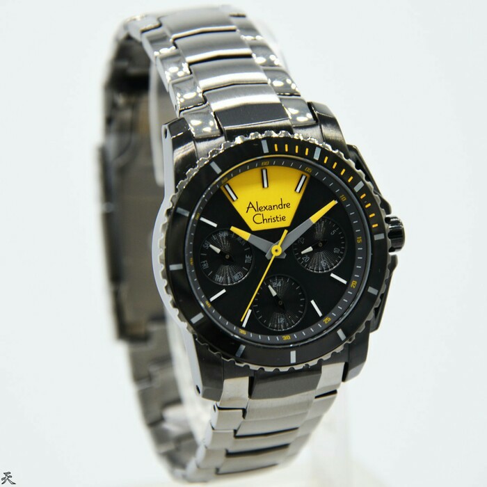 ALEXANDRE CHRISTIE AC 6455 WANITA FULL BLACK LIST KUNING ORIGINAL
