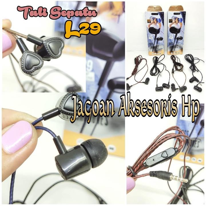 Headset L29 TALI SEPATU Earphone Bass Universal 3.5mm Handsfree Stereo In-Ear with Mic