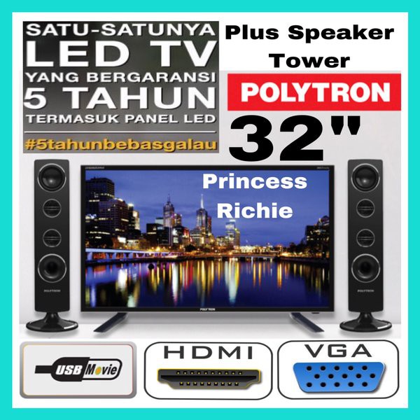Solusi Led Tv POLYTRON 32T7511 32 inch CinemaX plus Tower Speaker Diskon