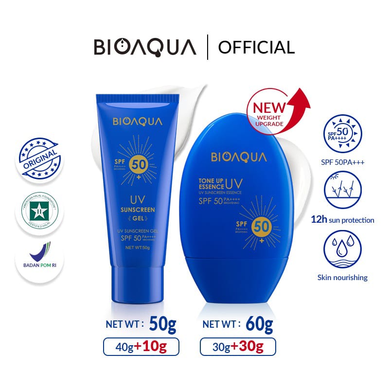 BIOAQUA UV Sunscreen Gel SPF 50 PA ++++ 50g sunscreen wajah sunscreen acnes