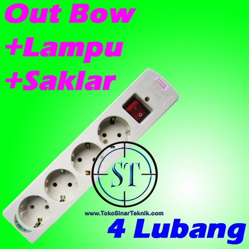 OB SC SK-004 +Lampu +Saklar 4 Lubang TRM Colokan LIstrik Cabang 4 Tanpa KAbel Plus Switch DIY Kuningan SNI