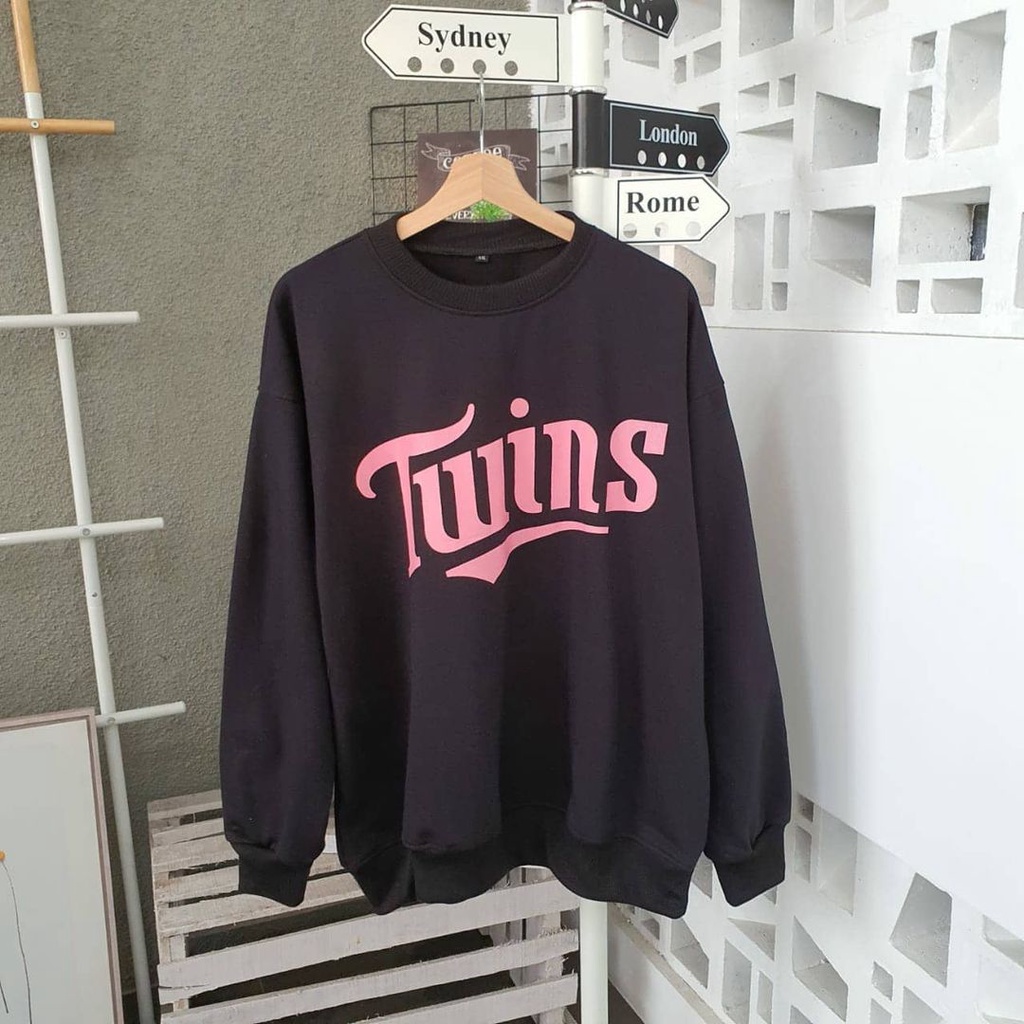 Twins Sweater Hitam XXL Sweatshirt Gaya Korean Style Terbaru