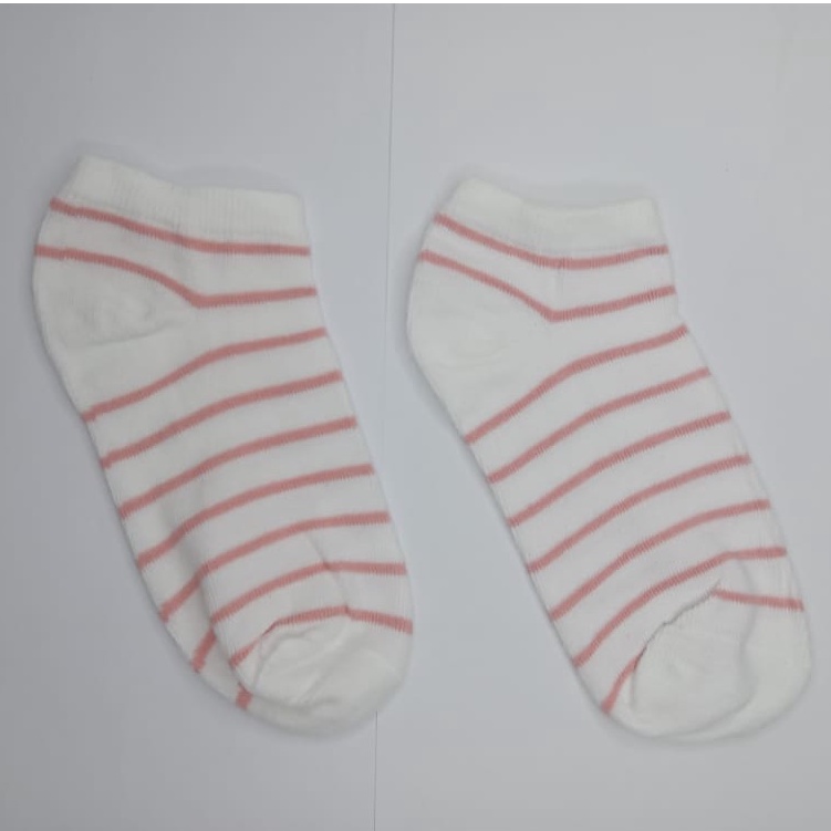 ⭐Gogoland⭐ Kaos Kaki Pendek Motif Smile Semata Kaki Kaoskaki Unisex Pria Wanita-PINK PUTIH GARIS