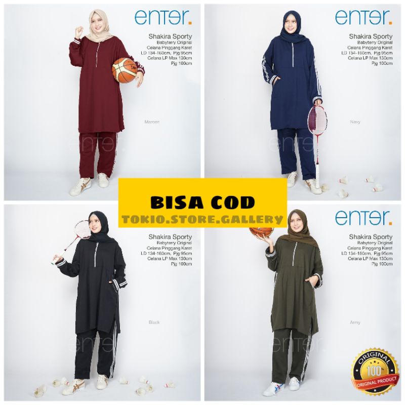 Shakira sporty set baju olahraga wanita muslimah jumbo ld 134 bahan babyterry ori enter