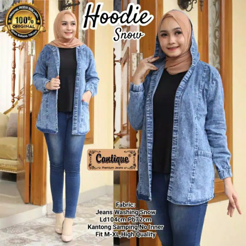 Hoodie Jeans Wanita Snow Cantique | Jaket Bertopi