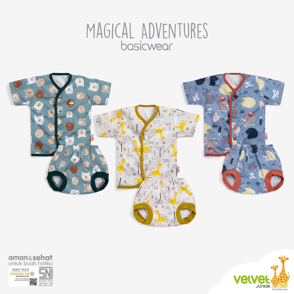 Size Newborn NB Velvet Junior Great Adventure Setelan bayi baru lahir 0-3 m