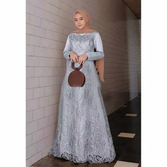 Gamis brokat mutiara/gamis murah/gamis syar'i