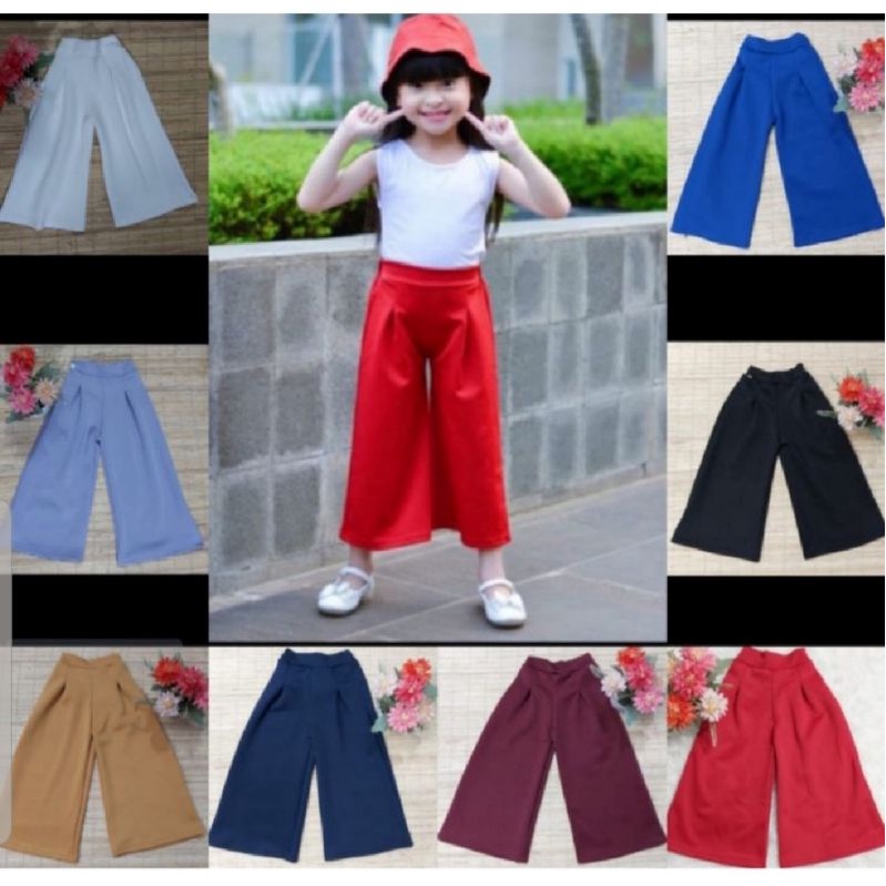 Celana Kulot Panjang Anak Usia 2-9 Tahun Bahan Scuba Premium Bisa Pilih Warna