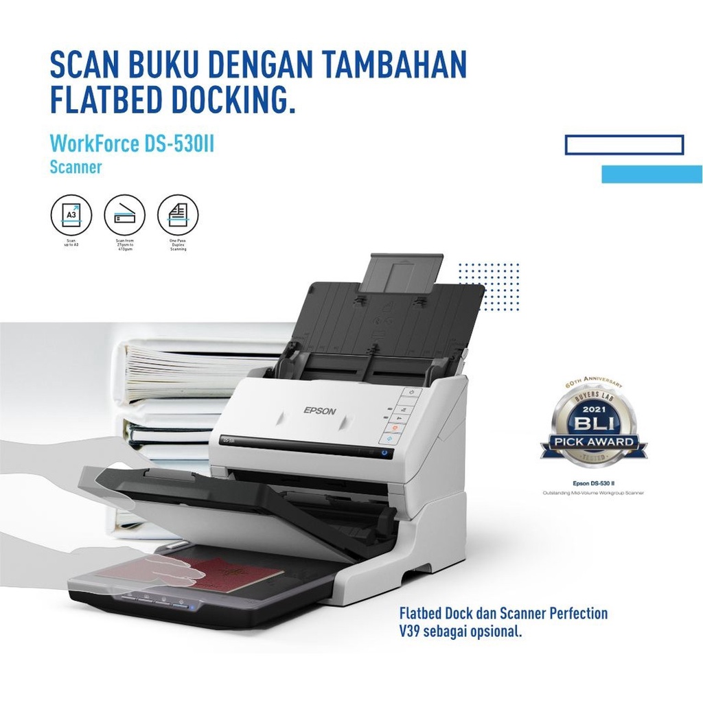 (PACKING KAYU) Scanner Epson DS-530II DS-530 II DS530II DS530 II DS 530 II A3 USB Cepat RESMI