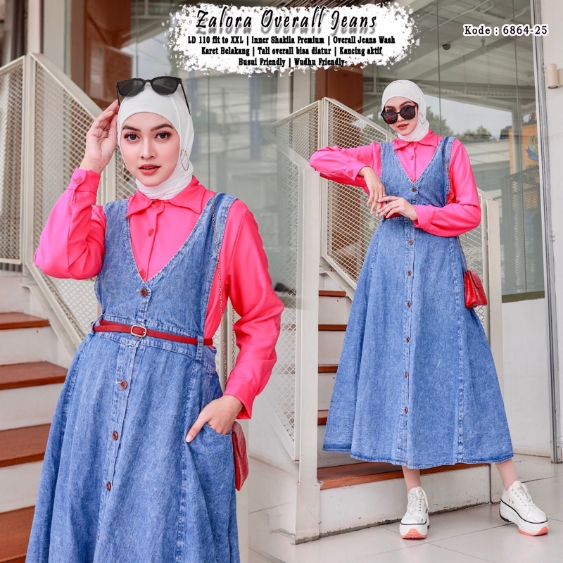 ORI XOXO NABILA ONE SET OVERALL JEANS BUTTON KAOS KNIT TEBAL STRECH IMPORT PREMIUM KOREAN STYLE HITS KEKINIAN