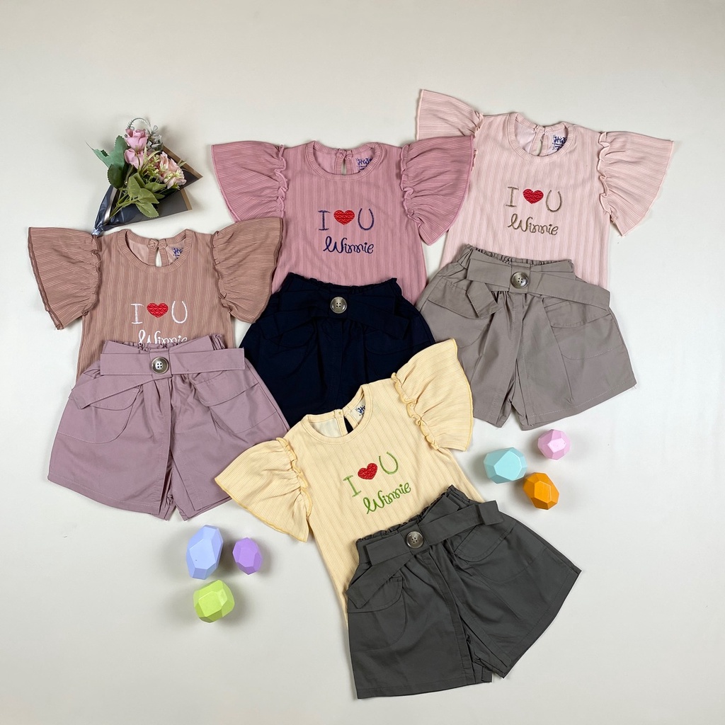 Baju setelan anak/ Setelan anak perempuan import ala korea/ Baju bayi perempuan/ Setelan anak import