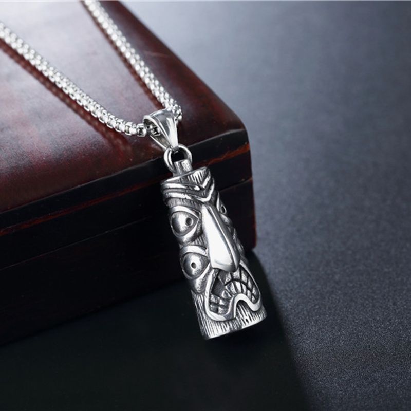 Kalung Liontin Batu Misteri Tanpa Larut Desain Patung Untuk Pria