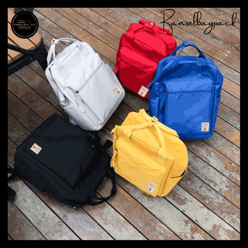 Tas Ransel Sekolah Kuliah Kerja Remaja Dewasa Model Korea Fashion Terbaru Murah Kekinian Bagus Laptop Import Lokal Original Multifungsi Stylish Backpack Simple Casual Elegan Perempuan Wanita Cewek