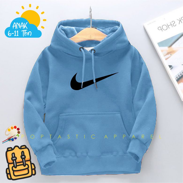 NIKEE Jaket Distro Sweater Hoodie anak Laki-laki perempuan LOGO BORDIR FLEECE TEBAL