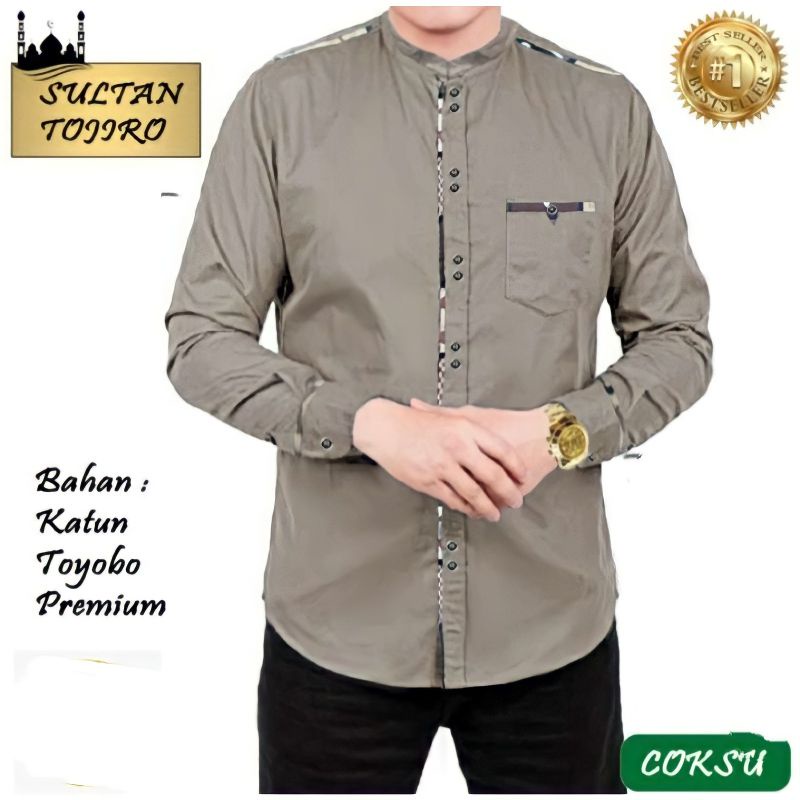 TERLARIS TERMURAH Baju Koko Muslim Sultan Tojiro Lengan Panjang