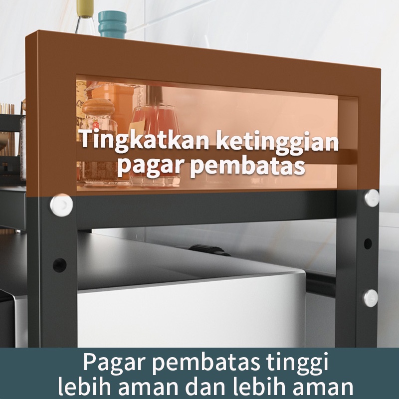 Rak Serbaguna Rak Microwave Rak Bumbu Dapur Portable Rak Panci Rak Oven Rak Besi Tempat Penyimpan