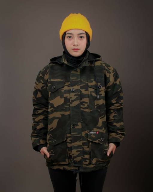 Jaket Parka Pria Kanvas Army Loreng original