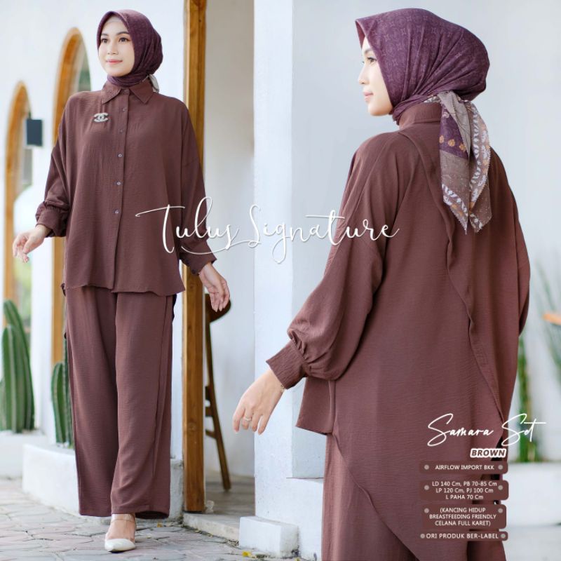 SAMARA SET BY TULUS SIGNATURE / ONE SET WANITA / Setelan muslimah polos