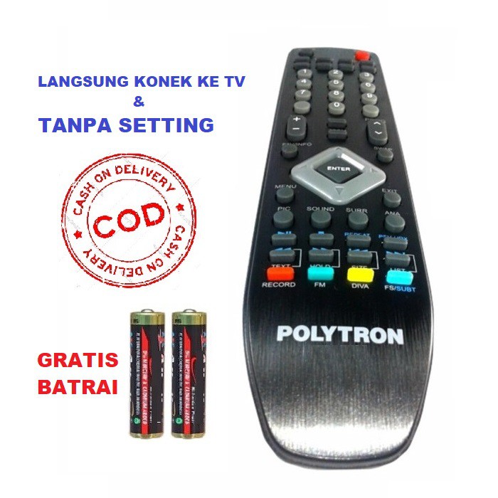 Remot Remote TV Lcd  POLYTRON Gratis Baterai Tanpa Setting Langsung Pakai Politron_MGM27